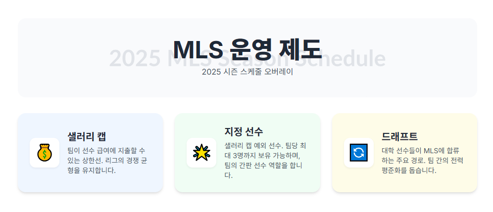 MLS 운영 제도를 아이콘으로 표현한 인포그래픽.